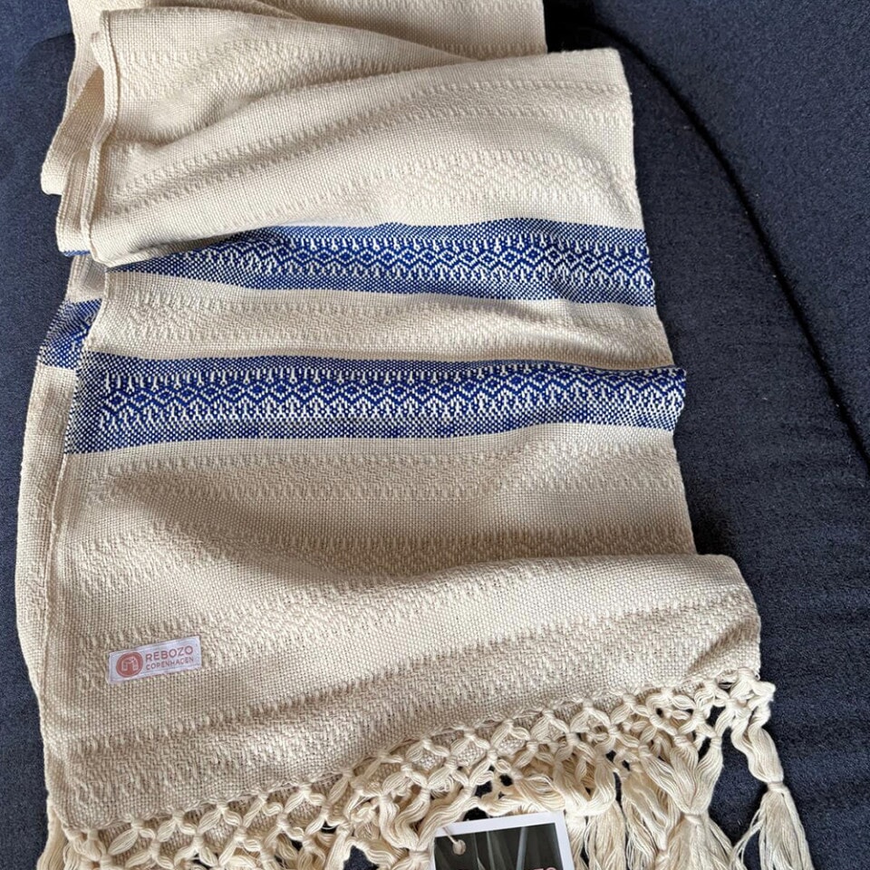 Rebozo tørklæde, Emma m strib (Blå)