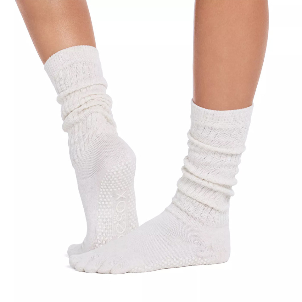ToeSox Full Toe Slouch Grip Socks - Sandy