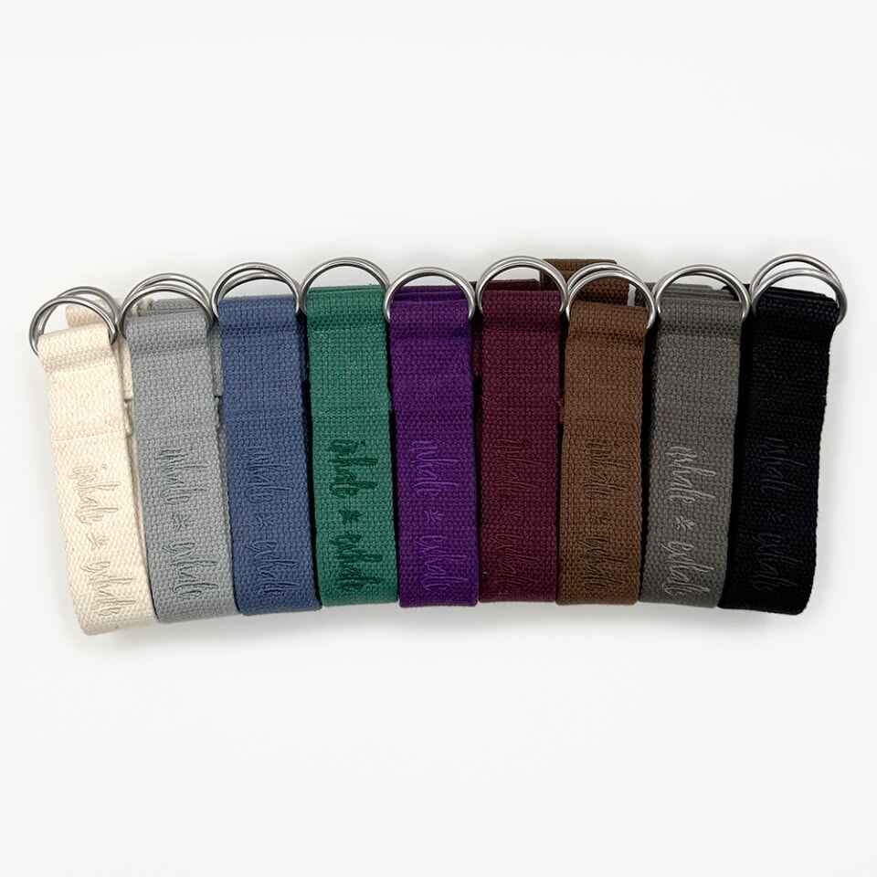 Asana yogabælte i bomuld med d-ring metalspænde